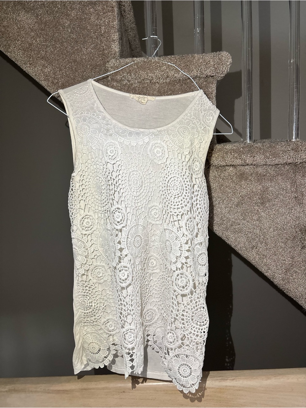 White Crochet Sleeveless Shirt